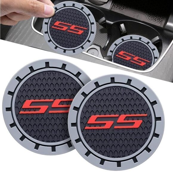SS logo cup Coasters in black and gray Set of 2 NWT - Picture 1 of 7
